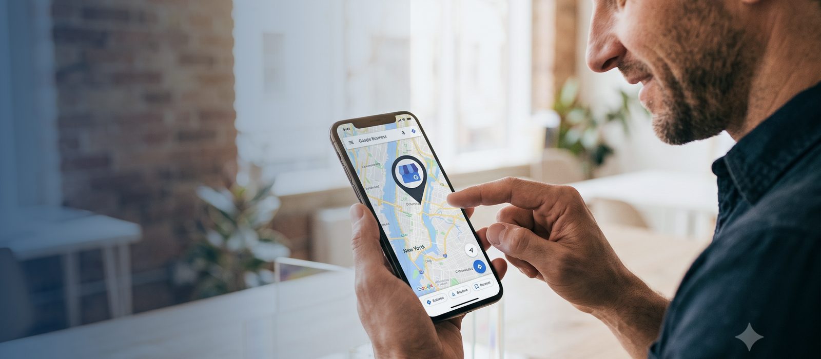 Persona buscando un negocio en Google Maps desde su celular