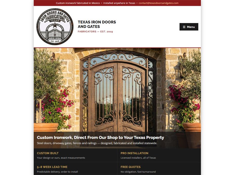 Sitio web de Texas Doors and Gates
